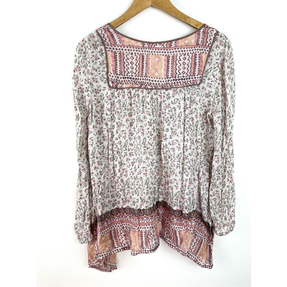 Free People Dream Lover Tunic Boho Peasant Tassel Long Sleeve Blouse with Floral - Picture 11 of 16